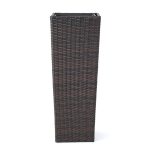 Brown Rattan Flower Pot Set with Iron Frame - Brown