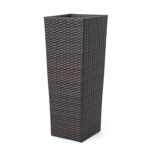 Brown Rattan Flower Pot Set with Iron Frame - Brown