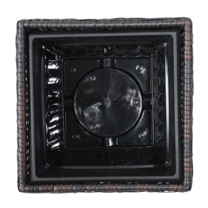 Brown Rattan Flower Pot Set with Iron Frame - Brown