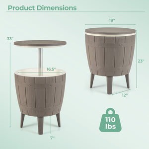 10 Gallon Cooler Bar Table Outdoor Coffee Table Ice Bucket with Telescopic Tabletop for Beer and Wine