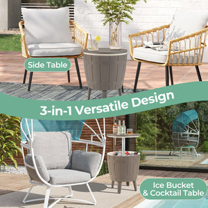 10 Gallon Cooler Bar Table Outdoor Coffee Table Ice Bucket with Telescopic Tabletop for Beer and Wine