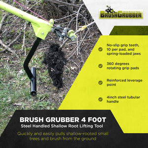 Brush Grubber Heavy Duty 4 Foot Steel Handled Shallow Root Lifting Tool, Green - TRAPSKI