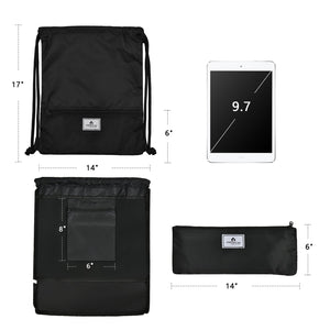 Drawstring Backpack String Bag Foldable Sports Sack with Zipper Pocket
