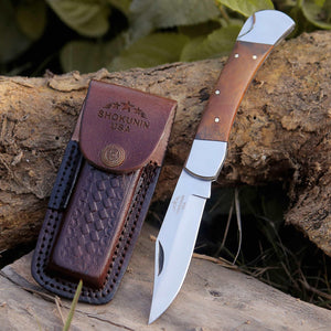 Buck Pocket Knife Engraved with Exotic Rose Wood Handle - TRAPSKI