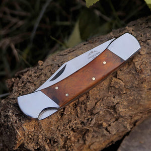 Buck Pocket Knife Engraved with Exotic Rose Wood Handle - TRAPSKI