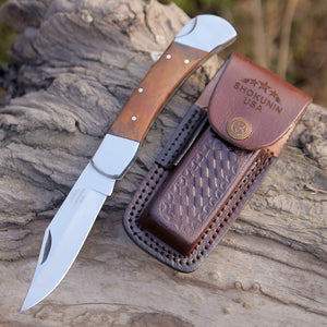 Buck Pocket Knife Engraved with Exotic Rose Wood Handle - TRAPSKI