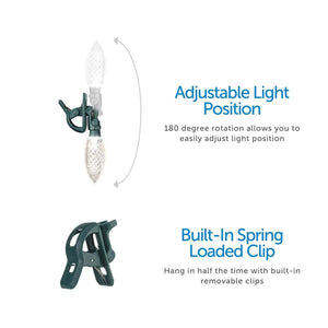 NOMA Quick Clip 66.8' LED Oudoor Christmas String Lights, 100 Multi-Color Bulbs