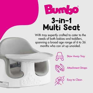 Bumbo Baby Toddler Adjustable 3-in-1 Booster Seat/High Chair & Tray, Cool Gray - TRAPSKI