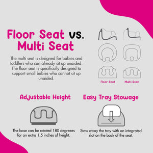 Bumbo Baby Toddler Adjustable 3-in-1 Booster Seat/High Chair & Tray, Cradle Pink
