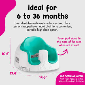 Bumbo Baby Toddler Adjustable 3-in-1 Booster Seat/High Chair and Tray, Aqua