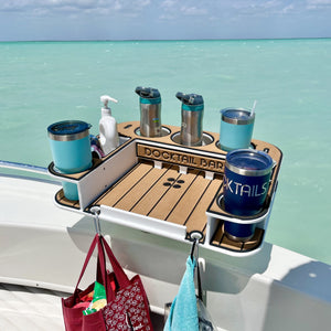 Docktail Butler Boat Table with Adjustable Rod Holder Mount - TRAPSKI