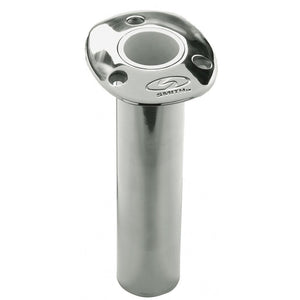 C.E. Smith Flush Mount Rod Holder - 0 Degree 9" Depth - Stainless Steel - Cast Bottom - White Vinyl Liner - TRAPSKI