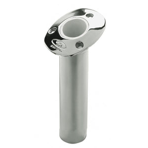 C.E. Smith Flush Mount Rod Holder - 15 Degree 9" Depth - Stainless Steel - Cast Gimbal - White Vinyl Liner - TRAPSKI