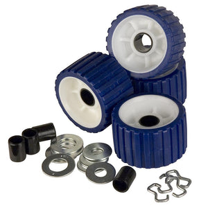 C.E. Smith Ribbed Roller Replacement Kit - 4-Pack - Blue - TRAPSKI