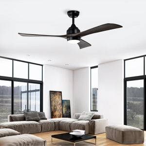 52" Solid Wood Blades Ceiling Fan with Lights Remote Control, Quiet DC Motor
