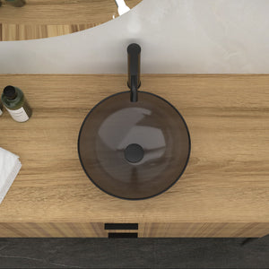 Artistic Tempered Glass Vessel Sink With Pop Up Drain