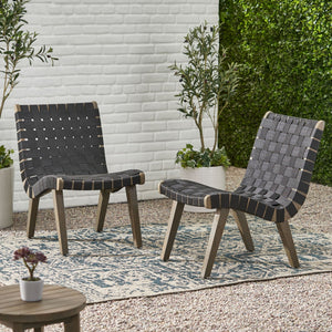 Lounge Chair with Stunning Rope Weave Design, Set of 2 - Black