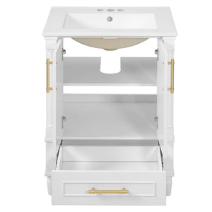 Bathroom Vanity With Ornate French Cylinder Legs, Soft Close Drawer