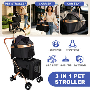 Double Pet Stroller for Small and Medium Dogs and Cats
