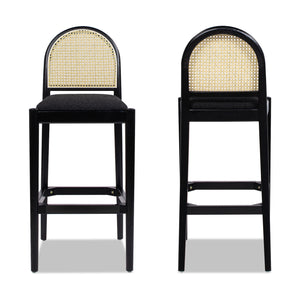 Arlin Upholstered Stool with Curved Back and Footrest - Set of 2