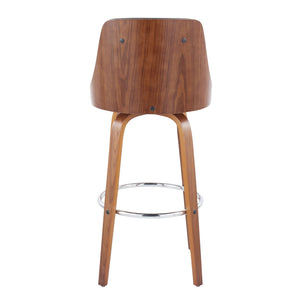 Gianna - Mid Century Modern Fixed Height Barstool With Swivel With Round Footrest (Set of 2)