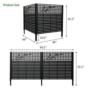 W48" x H47.3" Metal Privacy Screen with Rose Design