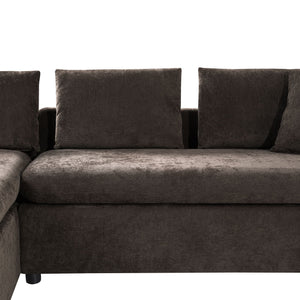 Modern L Shaped Sectional Sofa With Upholstery And Wooden Storage
