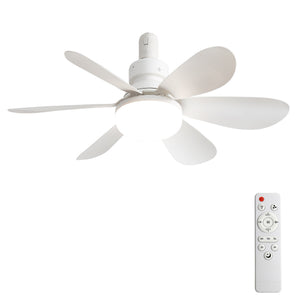 20-Inch Socket Fan Light Portable Ceiling Fan with Light and Remote