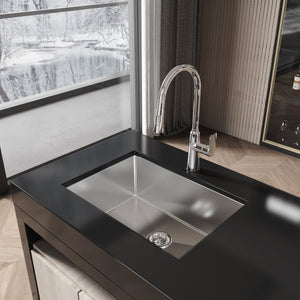 Stainless Steel Kitchen Sink, 27″x19″ Single Bowl, Undermount Handmade Sink in Brushed Nickel