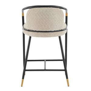 26" H Upholstered Counter Stool with Metal Frame (Set of 2) - Almond