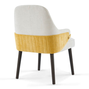 Indoor Dining Chair Set of 2 with Sturdy Frame - Beige / Yellow