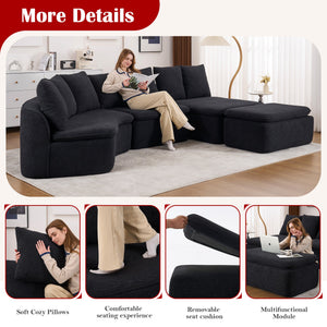 133'' Modular U-Shaped Sectional Compression Sofa