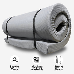 Memory Foam Camping Mattress Foldable, Portable With Water Resistant Cover - Gray