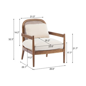 Elliston Rattan Backrest Solid Wood Accent Chair with Cushions - Set of 2