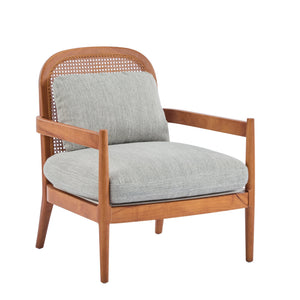 Elliston Rattan Backrest Solid Wood Accent Chair with Cushions - Set of 2