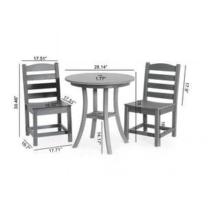 3 Piece Outdoor Dining Set, Round Patio Table With 2 Armless Chairs