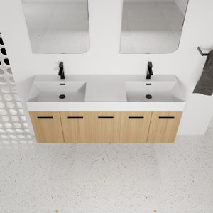 60" Floating Double Sink Bathroom Vanity with Extra-Large Storage