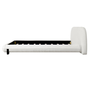 King Size Bed Frame with Boucle Fabric and Thick Headboard