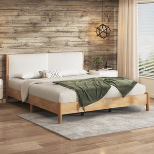 King Natural Wood Bed Frame