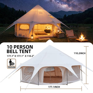 600D Oxford Bell Tent 14.8ft x 9.2ft with Stove Jack