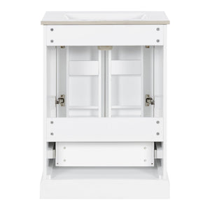 Bathroom Vanity With Sink, 1 Divided Drawer And 2 Soft Close Doors With Double Shelf