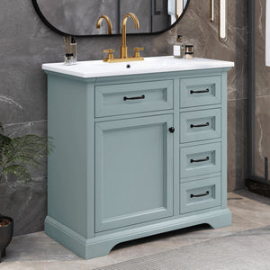 36" Bathroom Vanity with Ceramic Sink and Storage