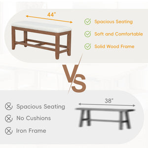 TOPMAX Farmhouse 76inch 6-Piece Extendable Dining Table Set