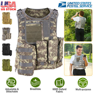 Adults Tactical Vest Military Airsoft Paintball Vest Camouflage Combat Vest for Hunting Army Fans CS War Game