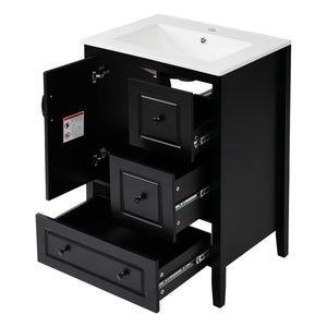 Retro Bathroom Vanity With Sink, Soft Closing Cabinet & Drawers