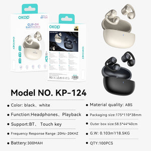 KP-124 Best-selling Wireless Bluetooth Ear-clip Headphones Open-ear Design Long Battery Life High Sound Quality In Stock Now