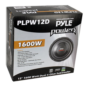 QPower 12 Inch Single Slim Shallow Subwoofer Box and Pyle 1600 Watt Subwoofer