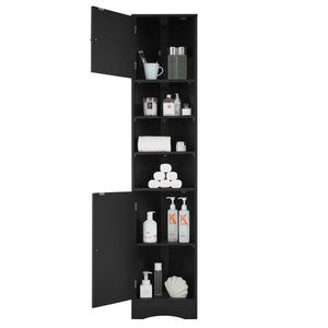 Multi-Functional Corner Cabinet Tall Bathroom Storage Cabinet with Two Doors and Adjustable Shelves, Open Shelf