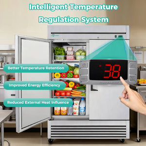 54" Commercial Refrigerator 49 Cu.Ft Stainless Steel 2 Door Reach-In Fridge