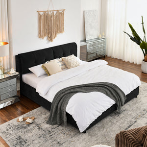 Storage Upholstered Hydraulic Platform Bed With Integrated Headboard